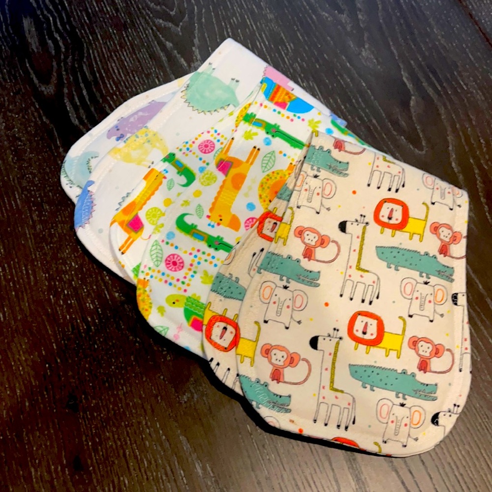 Set of 3 baby boy burp cloths.